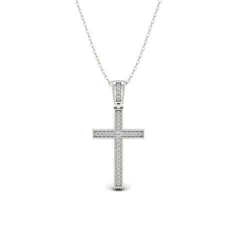 Diamond2Deal 925 Sterling Silver Diamond Cross Pendant Rope Chain