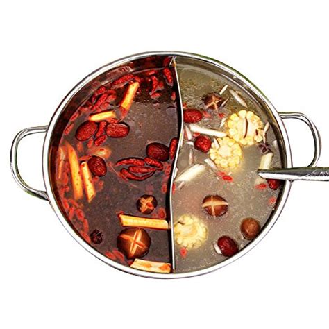 Yzakka Stainless Steel Shabu Shabu Hot Pot Pot With Divider For Induction Cooktop Gas Stove