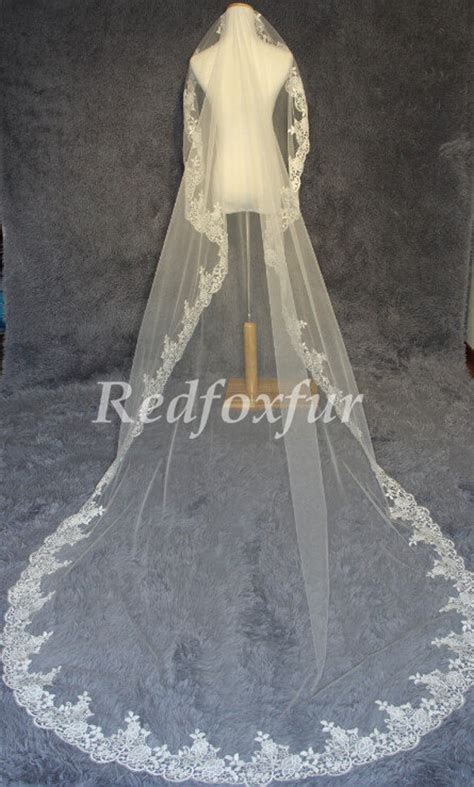 Light Ivory Veilcathedral Wedding Veil Lace Bridal Veil1tier Veil