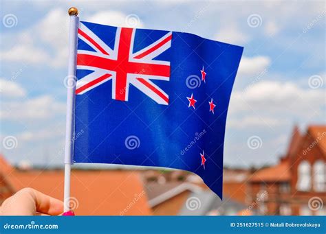 The National Flag Of Australia Close Up Union Jack And Stars Stock