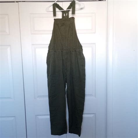 Olive Green Flowy Overalls With Drawstring Waist And Depop