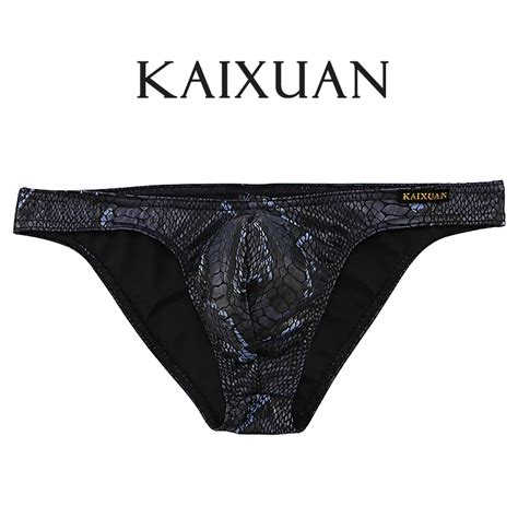 Heren Ondergoed Snake Patroon Brief Slips Mannen Mode Korte Pocket Lingerie Sexy Lage Taille U