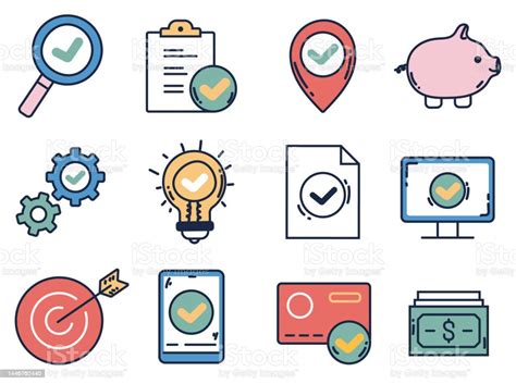 Business Icon Economy Financial Money Trade Strategy Isolated Set Vector Flat Graphic Design