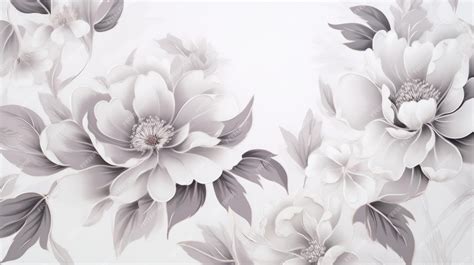 Premium AI Image | A white and gray floral wallpaper with large flowers