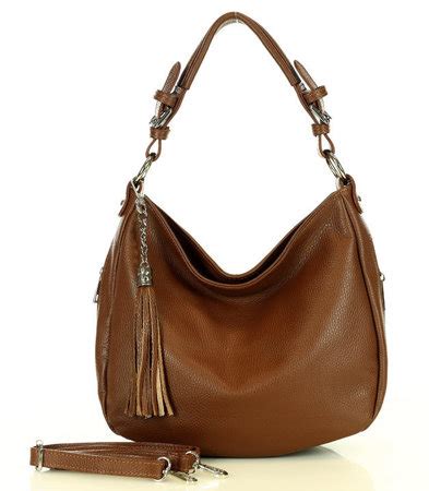 Torebka skórzana na ramię w stylu hobo bag grainy leather MARCO