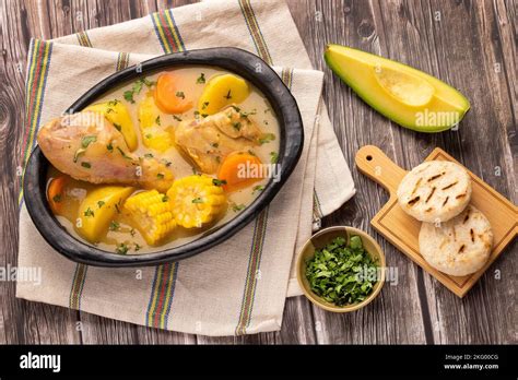 Traditional Colombian Chicken Sancocho Gastronomy Of Colombia Stock