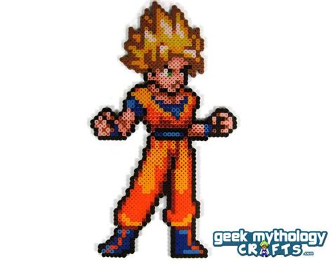 Super Saiyan Goku Dragon Ball Z Perler Bead Sprite Pixel Art Decoration Etsy