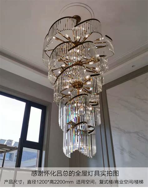 Luxury Crystal Chandeliers Lights Fixture American Modern Long