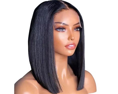 Yaki Straight Short Bob Frontal Wig 100 Remy Human Hair Wig Bedazzle Hair Sista