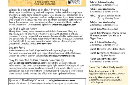 GSO Newsletter Good Shepherd Church In Owatonna