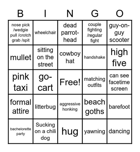 Sloppy Joes Bingo Bingo Card