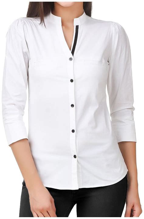 Buy FAIRIANO Women White Solid Slim Fit Shirt Online at Low Prices in ...