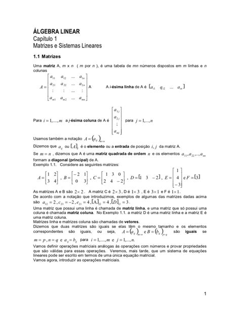 O Que É Algebra Linear - Apostila 1 de ÁLGEBRA LINEAR-1 | PDF | Sistema de equações lineares ...