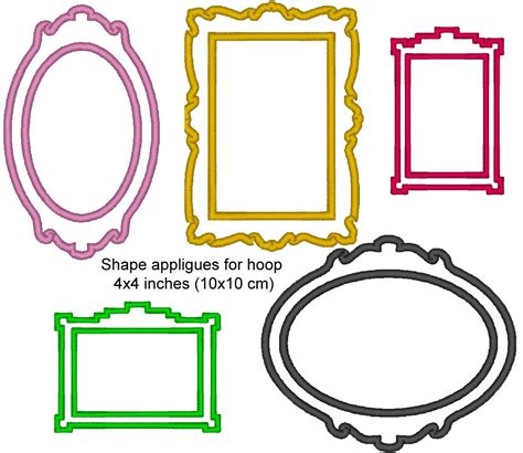 FRAMES Machine Embroidery Applique Designs Set Of 5 Single Etsy