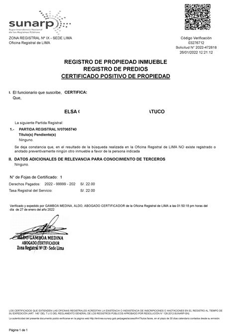 REGISTRO DE PROPIEDAD INMUEBLE REGISTRO DE PREDIOS CERTIFICADO