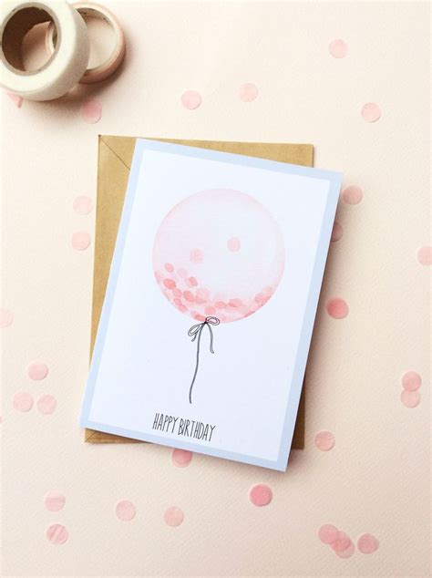 Carte De Voeux Aquarelle Ballon Happy Birthday Joyeux