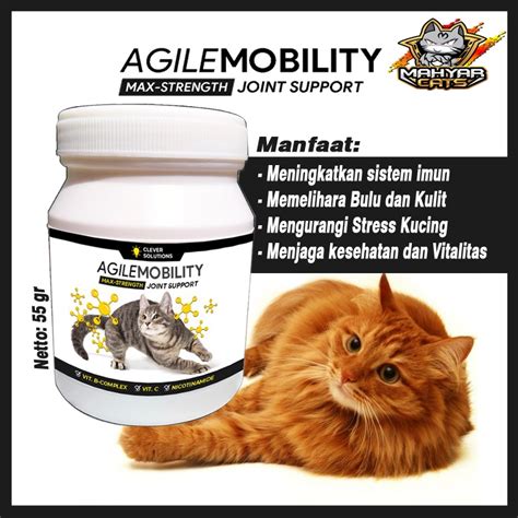 Jual AGILE MOBILITY Vitamin Peningkat Imun Kucing Pelebat Bulu Kucing