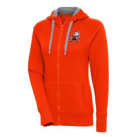 Women's Antigua Orange Cleveland Browns Throwback Logo Victory Full-Zip ...