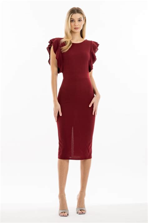 Walg Emily Ruffle Sleeve Midi Dress Walg Dress