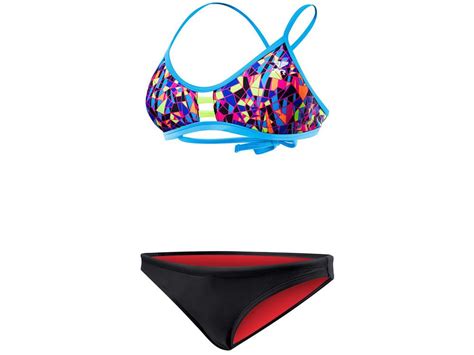 TYR Santa Marta Schwimmbikini Purple Yellow Pacific Tieback Top Mini Bikini Bottom Black