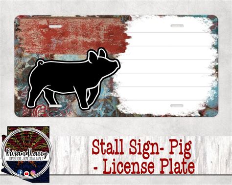 Custom License Plate Stall Sign Livestock Pig Swine Hog Etsy In