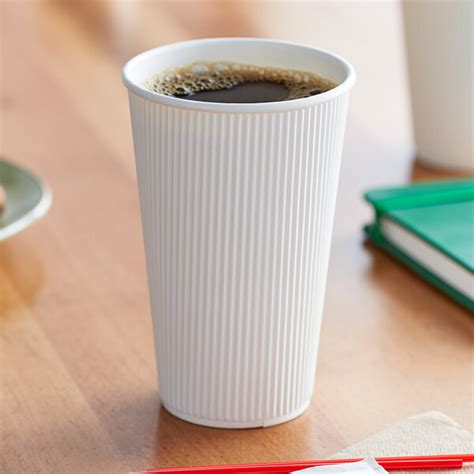 Choice 16 Oz Double Wall Ripple White Paper Hot Cup 500 Case