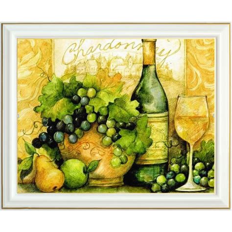 Broderie Diamant Raisin Blanc Et Vin 40 X 50 Cm Lartera