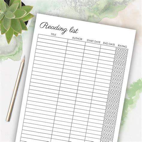 Book Tracker Printable Free