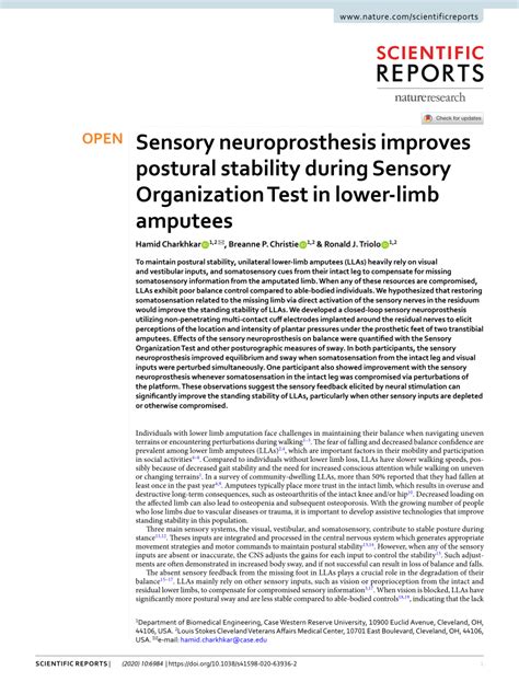 PDF Sensory Neuroprosthesis Improves Postural Stability During