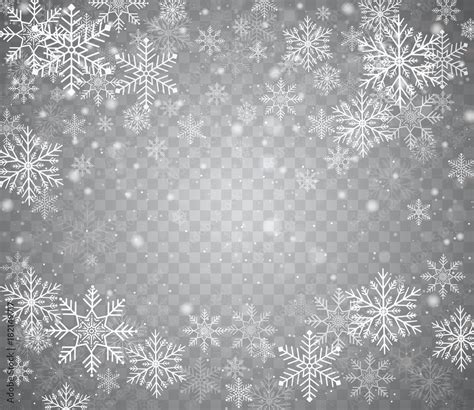 Falling snow in different shapes. Christmas snow with snowflakes on ...