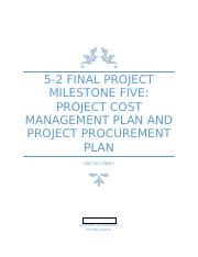 Comprehensive Project Cost And Procurement Management Plan For Course