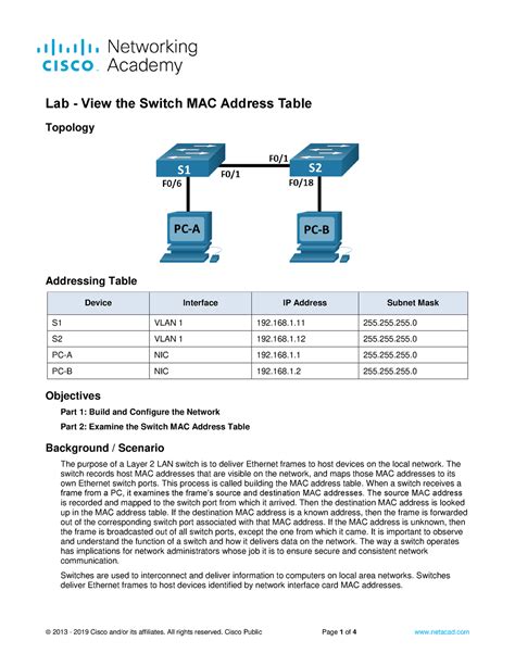 7 Mac Addresses Topology Addressing Table Device Interface IP