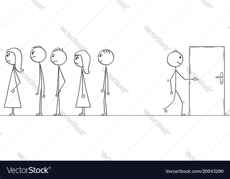 Cartoon waiting in line or queue or looking Vector Image