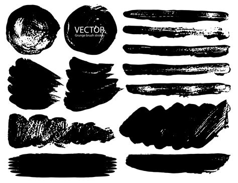 Set Of Brush Strokes Black Ink Grunge Brush Strokes Vector