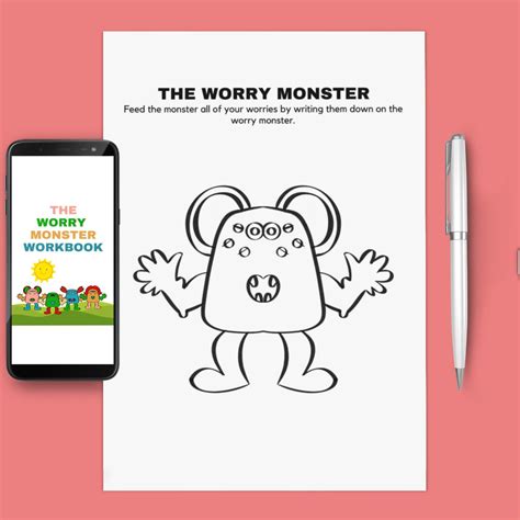 Printable Worry Monster Workbook And Monster Coloring Sheets Digital Art