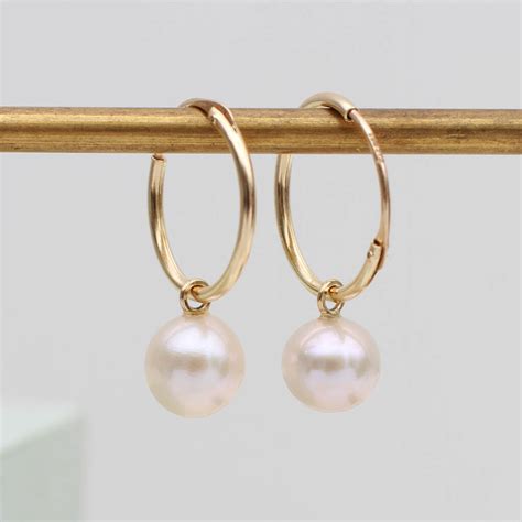 9ct Gold And Freshwater Pearl Hoop Earrings By Hurleyburley