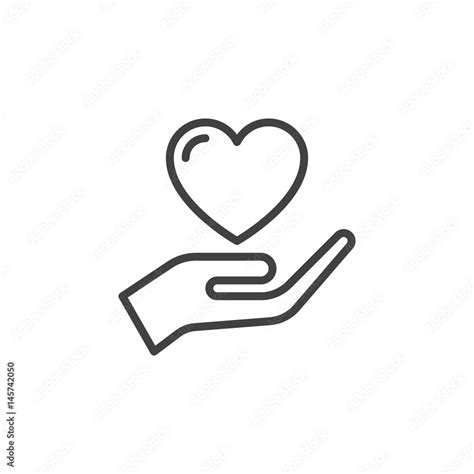 Hand Holding Heart Trust Line Icon Outline Vector Sign Linear Style