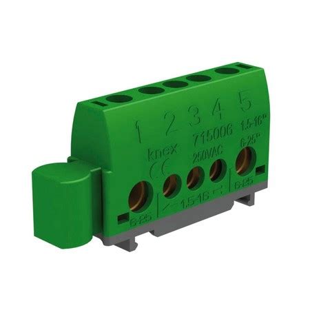 Bornier pour rail Din 2 bornes 6 25mm2 et 3 bornes de 1 5 à 16mm2 vert