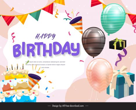 Birthday backdrop template dynamic elegant eventful design vectors ...