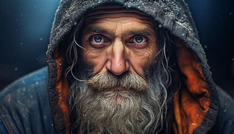 Premium AI Image | homeless person emotional editorial portrait photography