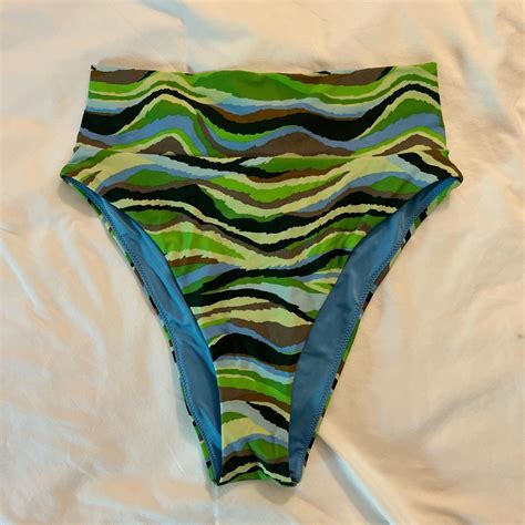 Aerie Women S Green And Blue Bikini And Tankini Bottoms Depop