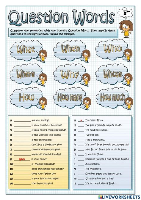 Question Words Worksheet Worksheet Live Worksheets