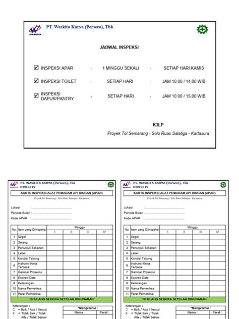 Inspeksi And Form Apar Toilet Dapur Pdf