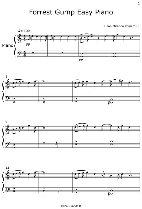 Forrest Gump Easy Piano Sheet Music For Piano