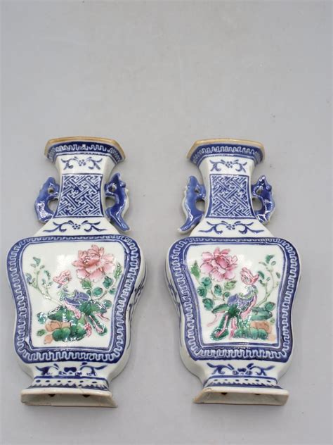 Vaas Porselein Pair Of Wall Vases China Qianlong 1736 1795