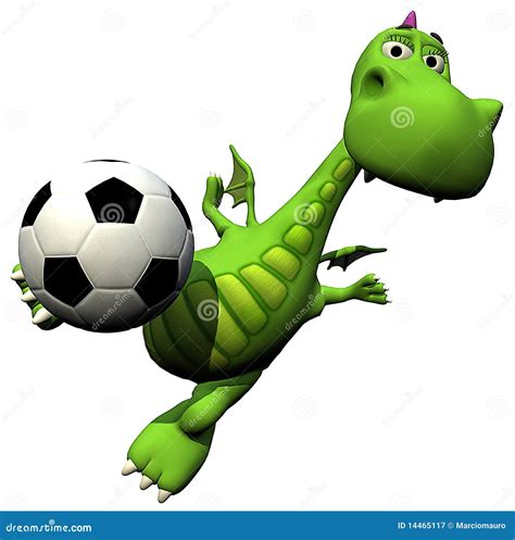 Footballer Soccer Player Flying Head Baby Dragon Stock Illustration