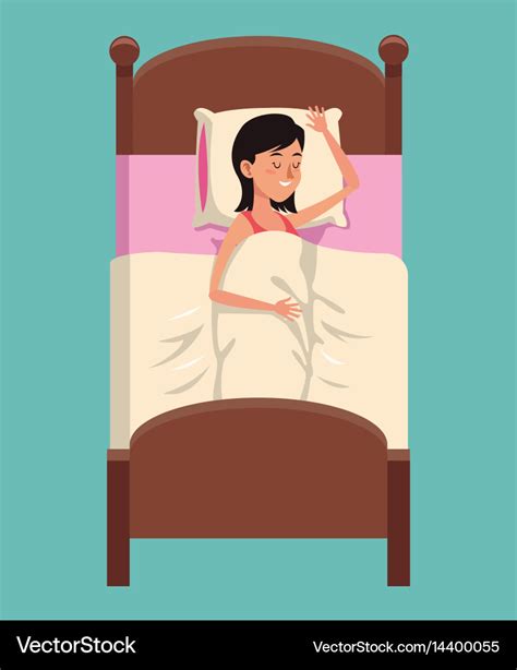 Cartoon woman sleeping in bed placidity Royalty Free Vector