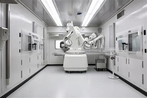 Cleanroom Robot With Its Arms Extended And Handling Delicate