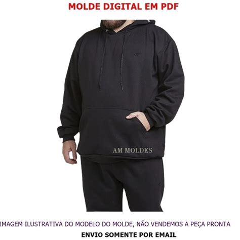 Molde Blusa Moletom Masculina Capuz E Bolso Plus Size Elo