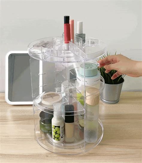 Clear 360 Rotating Makeup Organizer Desk Cosmetics Style Degree